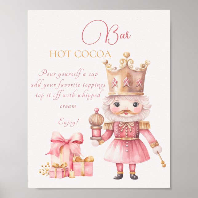 Christmas Baby Shower Nutcracker Hot Cocoa Bar Poster (Front)