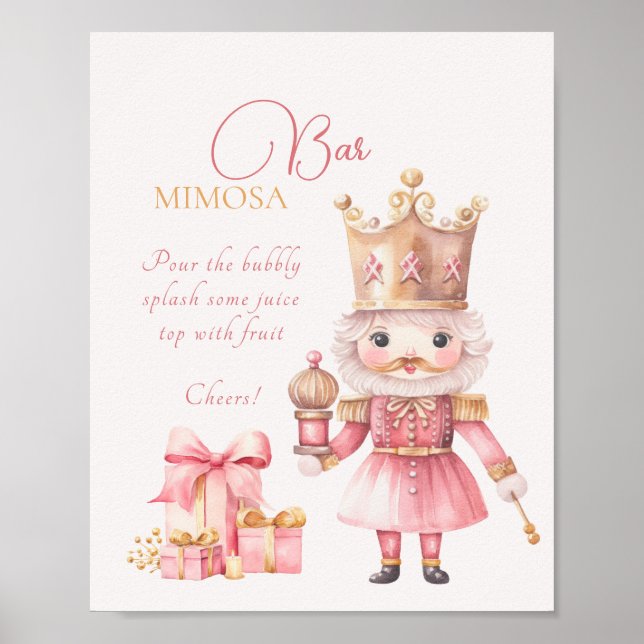 Christmas Baby Shower Nutcracker Mimosa Bar Poster (Front)