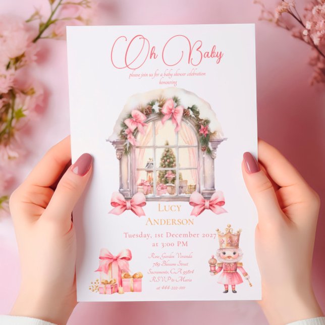 Christmas Baby Shower: Pink Nutcracker Watercolor  Invitation (Creator Uploaded)
