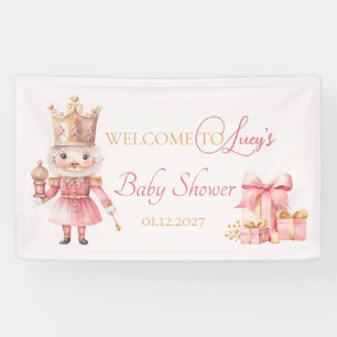 Christmas Baby Shower: Pink Nutcracker Welcome  Banner