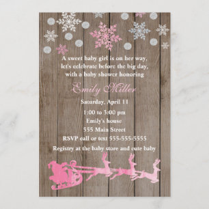 Christmas Baby Shower Rustic Invitation