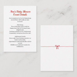 Christmas Baby Shower Santa Clothes Red & White Enclosure Card