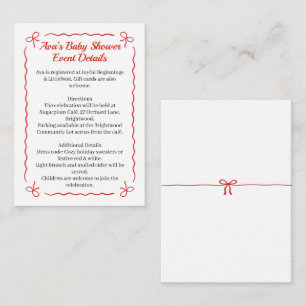 Christmas Baby Shower Santa Clothes Red & White Enclosure Card