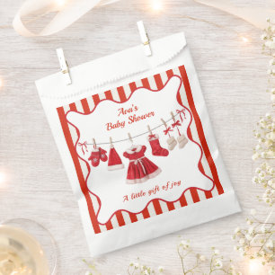 Christmas Baby Shower Santa Clothes Red & White Favour Bag