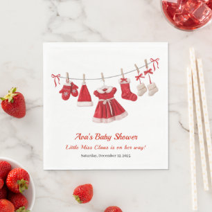 Christmas Baby Shower Santa Clothes Red & White Napkin