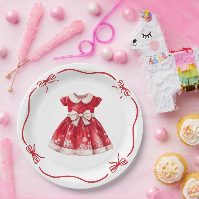 Christmas Baby Shower | Santa Clothes Red & White Paper Plate (Party)