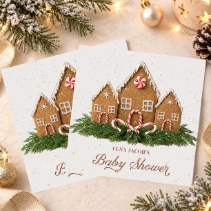 Christmas Baby Shower Sticker   Gingerbread House  Napkin