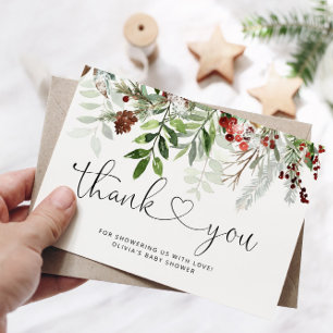 Christmas baby shower thank you card