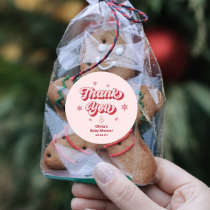 Christmas Baby Shower Thank You Favour Classic Round Sticker