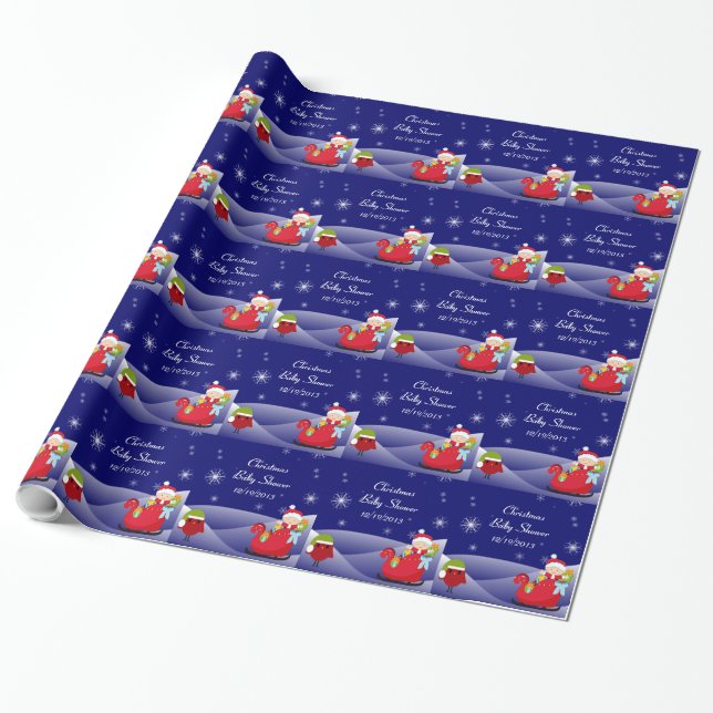 Christmas Baby Shower Wrapping Paper (Unrolled)