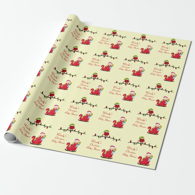 Christmas Baby Shower Wrapping Paper (Unrolled)