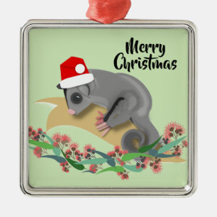 Christmas Baby Sugar Glider Metal Ornament