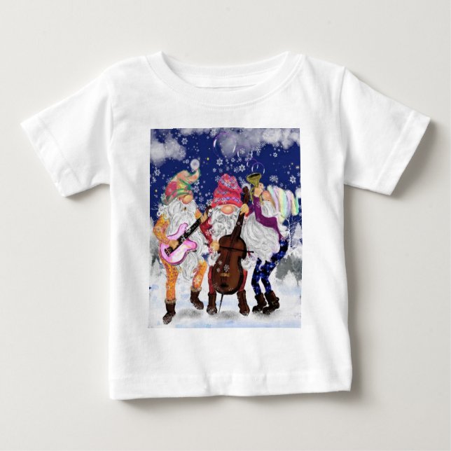 Christmas Baby T-Shirt Gift Gnome Music Band (Front)