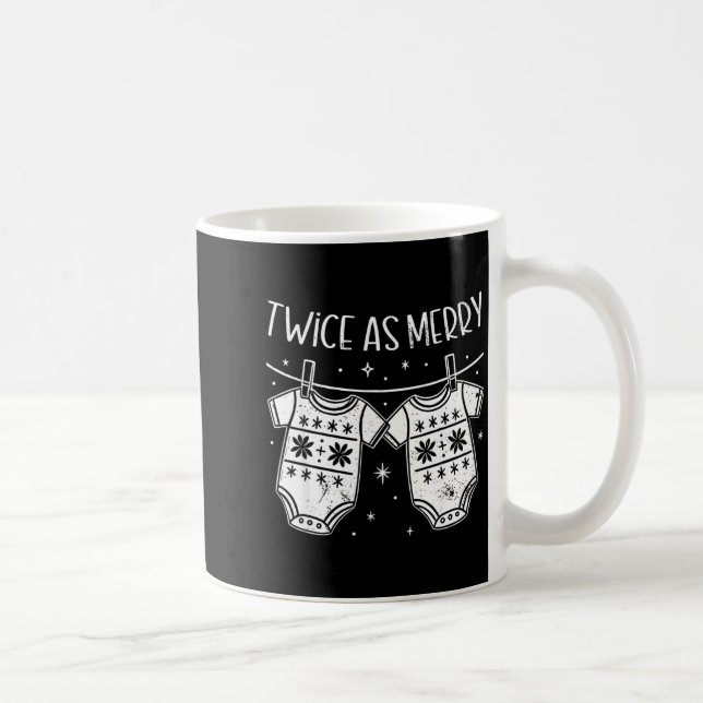Christmas Baby Twin Mom Xmas Twin Pregnancy Reveal Coffee Mug (Right)