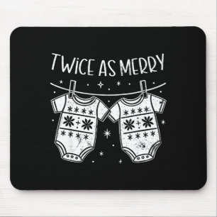 Christmas Baby Twin Mom Xmas Twin Pregnancy Reveal Mouse Pad