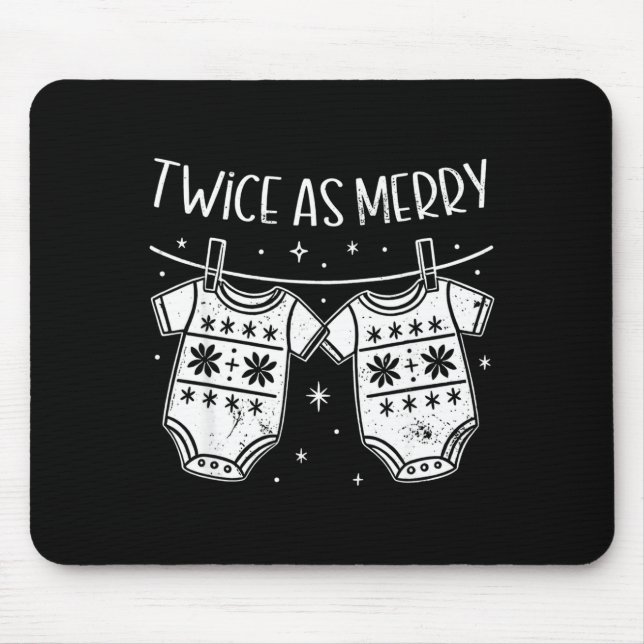 Christmas Baby Twin Mom Xmas Twin Pregnancy Reveal Mouse Pad (Front)