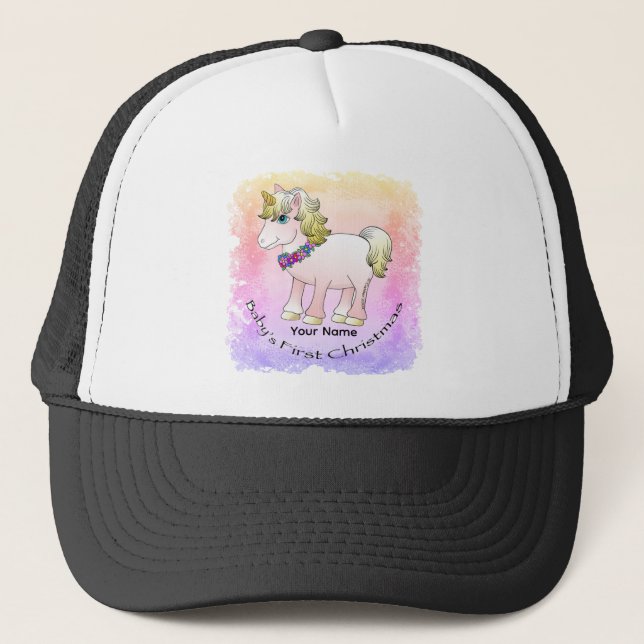 Christmas Baby Unicorn Trucker Hat (Front)