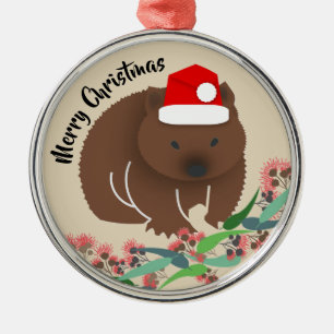 Christmas Baby Wombat Metal Tree Decoration