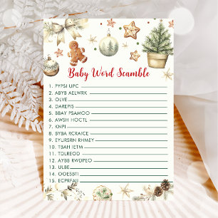 Christmas Baby Word Scamble Baby Shower Game Card