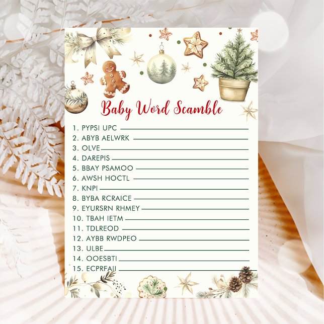 Christmas Baby Word Scamble Baby Shower Game Card (Creator Uploaded)