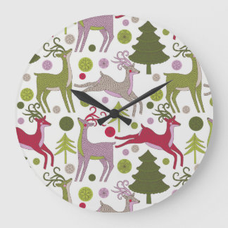 Christmas Background: Festive Season Design Large Clock
