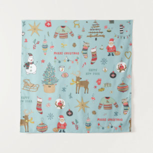 Christmas background, seamless wrapping paper patt tapestry