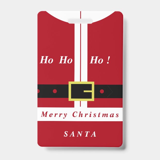 Christmas Badge Your Name Santa Claus Gift ID Badge (Front)