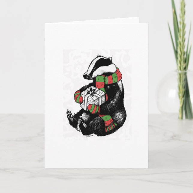 Christmas Badger Holiday Card (Front)