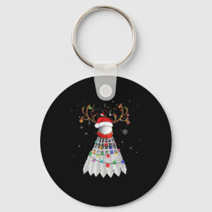 Christmas Badminton Ball Santa Hat Cute Xmas Pajam Key Ring