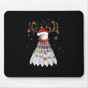 Christmas Badminton Ball Santa Hat Cute Xmas Pajam Mouse Pad