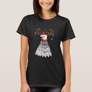 Christmas Badminton Ball Santa Hat Cute Xmas Pajam T-Shirt