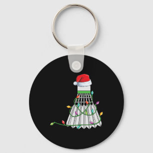 Christmas Badminton Gift Santa Hat Wrapped In Holi Key Ring