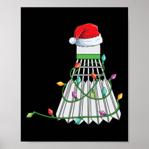 Christmas Badminton Gift Santa Hat Wrapped In Holi Poster