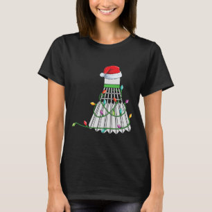 Christmas Badminton Gift Santa Hat Wrapped In Holi T-Shirt