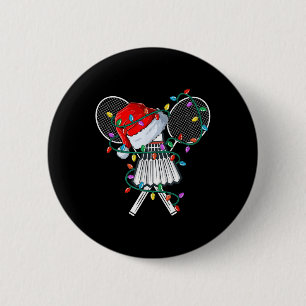 Christmas Badminton Xmas Santa Sports Hat Mens Wom 6 Cm Round Badge