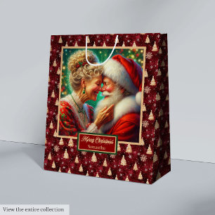 Christmas Bag With Vintage Watercolor Santa Claus