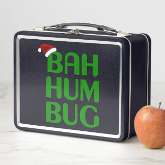 Christmas Bah Humbug Shirt Art-Xmas Humbug Santa Metal Lunch Box