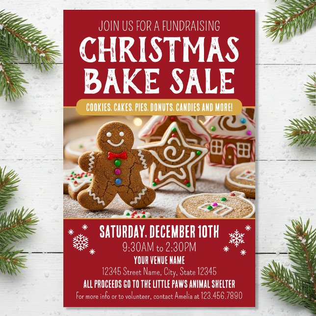 Christmas Bake Sale Festive Holiday Deep Red Flyer (Creator Uploaded)