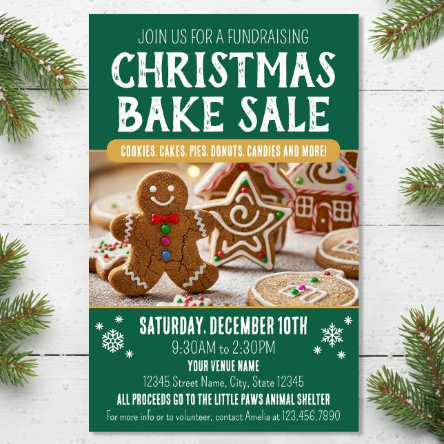 Christmas Bake Sale Festive Holiday Green Business Flyer (Creator Uploaded)