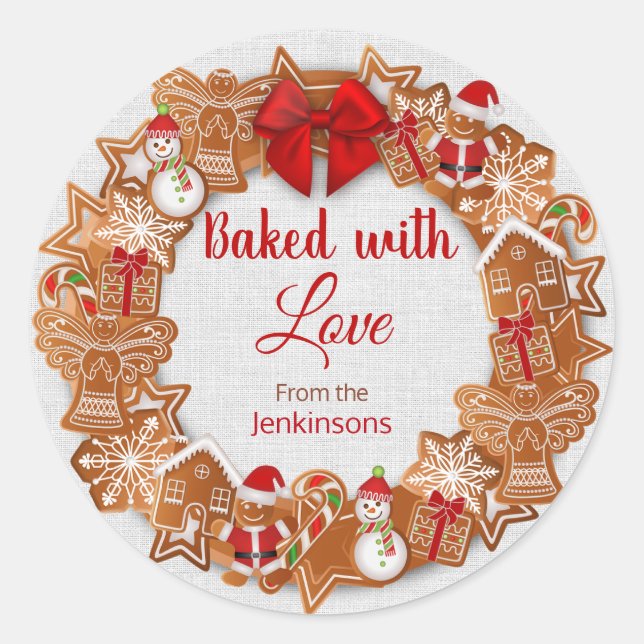 Christmas - Baked with Love Classic Round Sticker (Front)