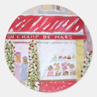 Christmas Bakery in Paris Classic Round Sticker