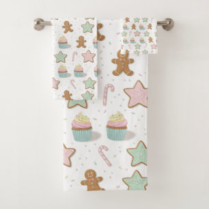 Christmas Bakery Treats Pattern Bath Towel Set