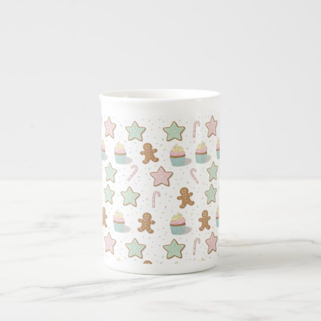 Christmas Bakery Treats Pattern Bone China Mug (Front)