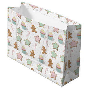 Christmas Bakery Treats Pattern Large Gift Bag