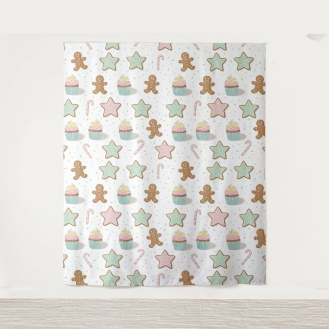Christmas Bakery Treats Pattern Tapestry (Front)