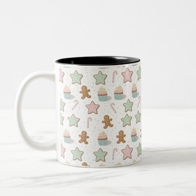 Christmas Bakery Treats Pattern Two-Tone Coffee Mug (Left)