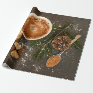 Christmas Baking Cookies Chocolates Coffee Spoon Wrapping Paper