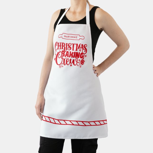 Christmas Baking Crew Personalised Red & White Apron (Insitu)