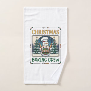 Christmas Baking Crew Snowman Chef Gingerbread Coo Hand Towel