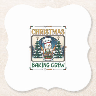 Christmas Baking Crew Snowman Chef Gingerbread Coo Paper Coaster